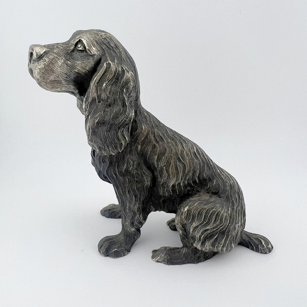 Vintage Heavy Cocker Spaniel Style Dog Statue‎ Made in Italy 6" Figurine